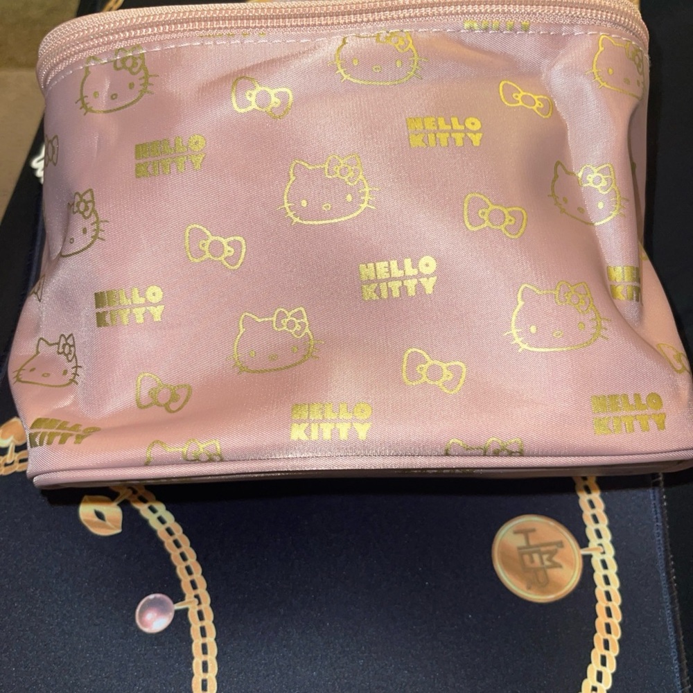 Hello Kitty Gold and Pink Cosmetic Case